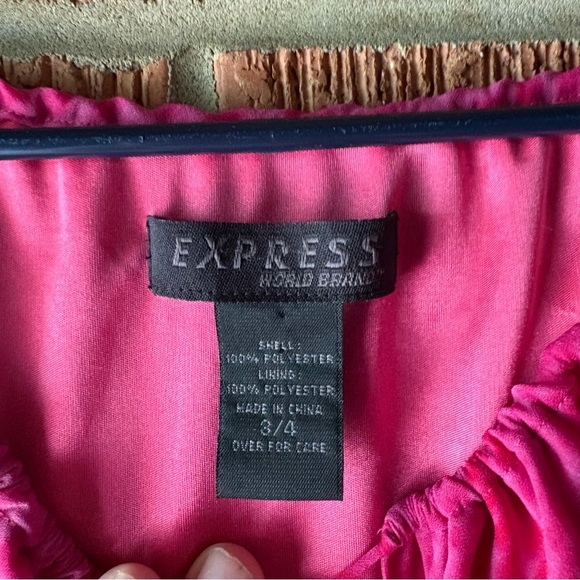 Express Y2K Hot Pink Gauzy Animal Print Halter Slip Dress Size 4 - Picture 4 of 7